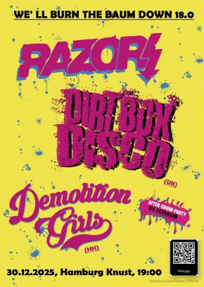 WE’LL BURN THE BAUM DOWN 18.0: RAZORS + DIRT BOX DISCO + DEMOLITION GIRLS